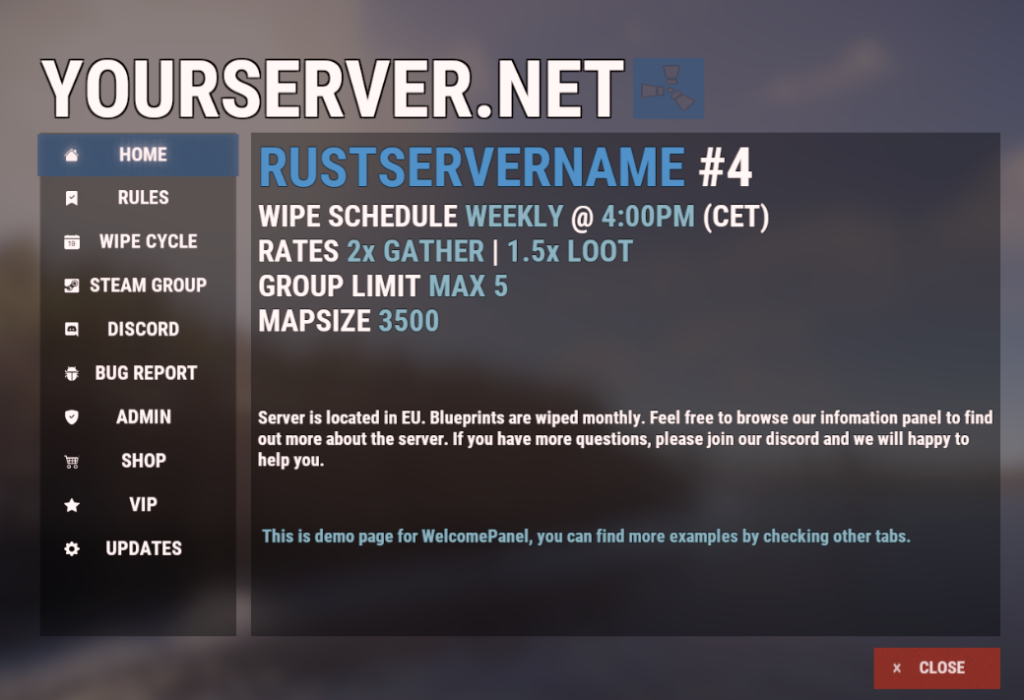 rust服务器进服弹窗欢迎信息 UI 3.0.7