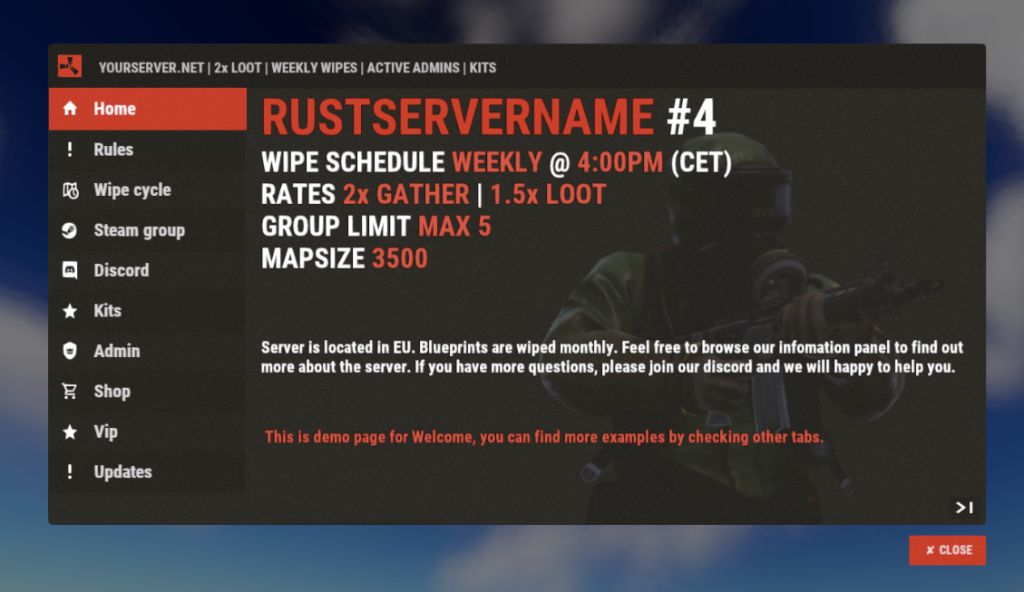 rust服务器进服弹窗欢迎信息 UI 3.0.7